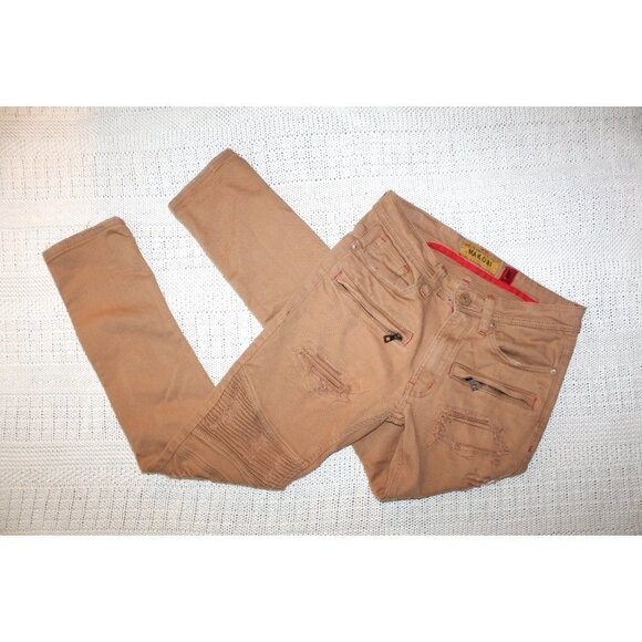 Makobi Core Denim Biker Men Khaki Pants Size 32 x 32 Style M1926 - Picture 1 of 12
